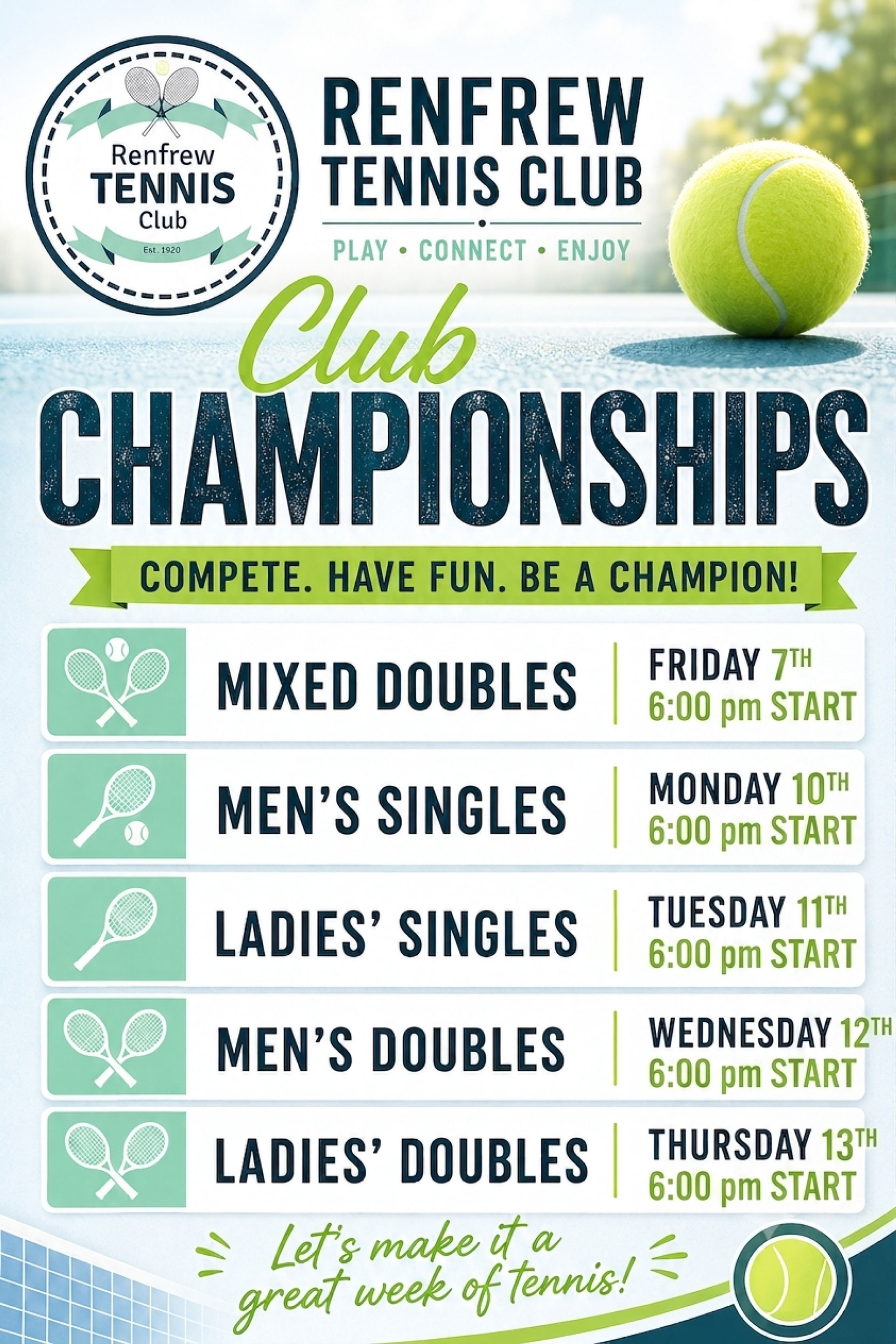 2026 Renfrew Tennis Club Championships